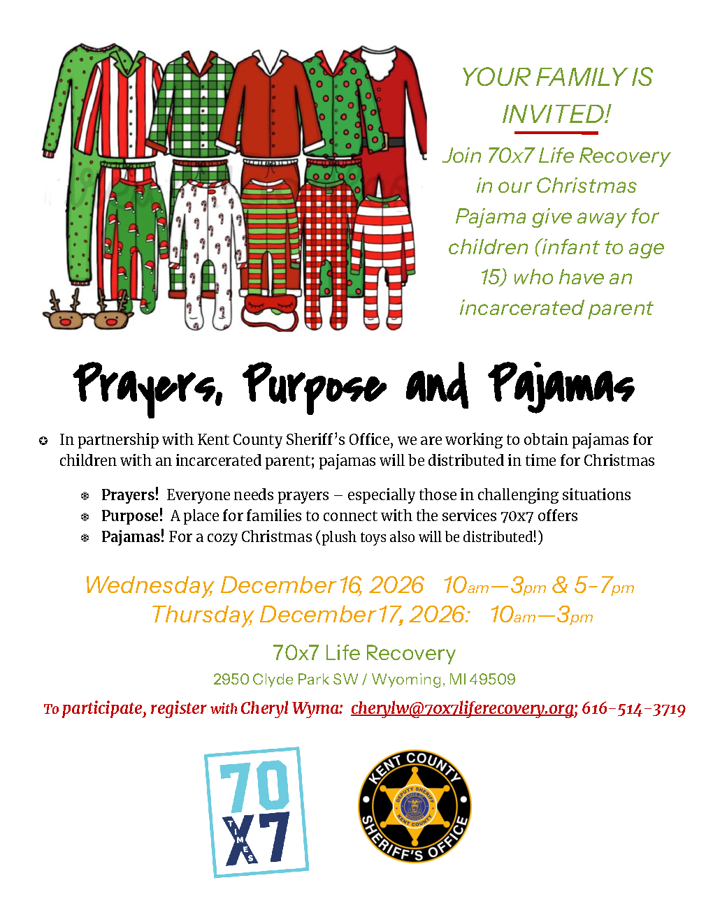 Prayers, Purpose & Pajamas — Grand Rapids flyer